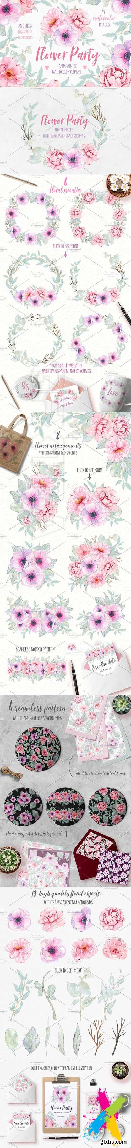 CM - Watercolor Flower clipart graphic 1706263