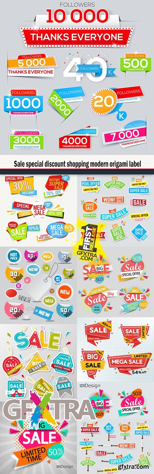 Sale special discount shopping modern origami label
