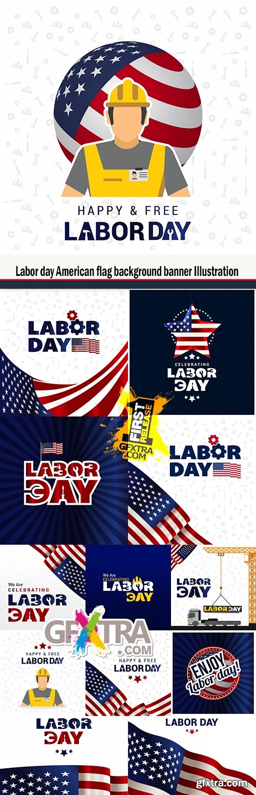 Labor day American flag background banner Illustration