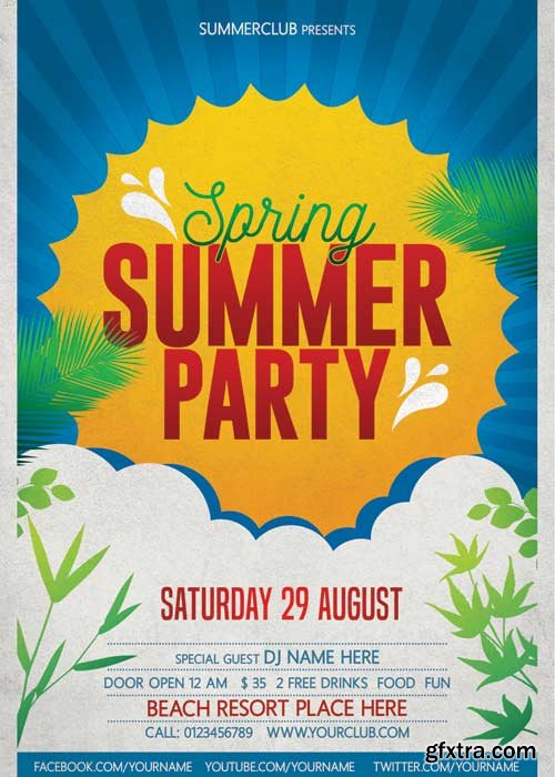Spring Summer Party V11 Flyer PSD Template