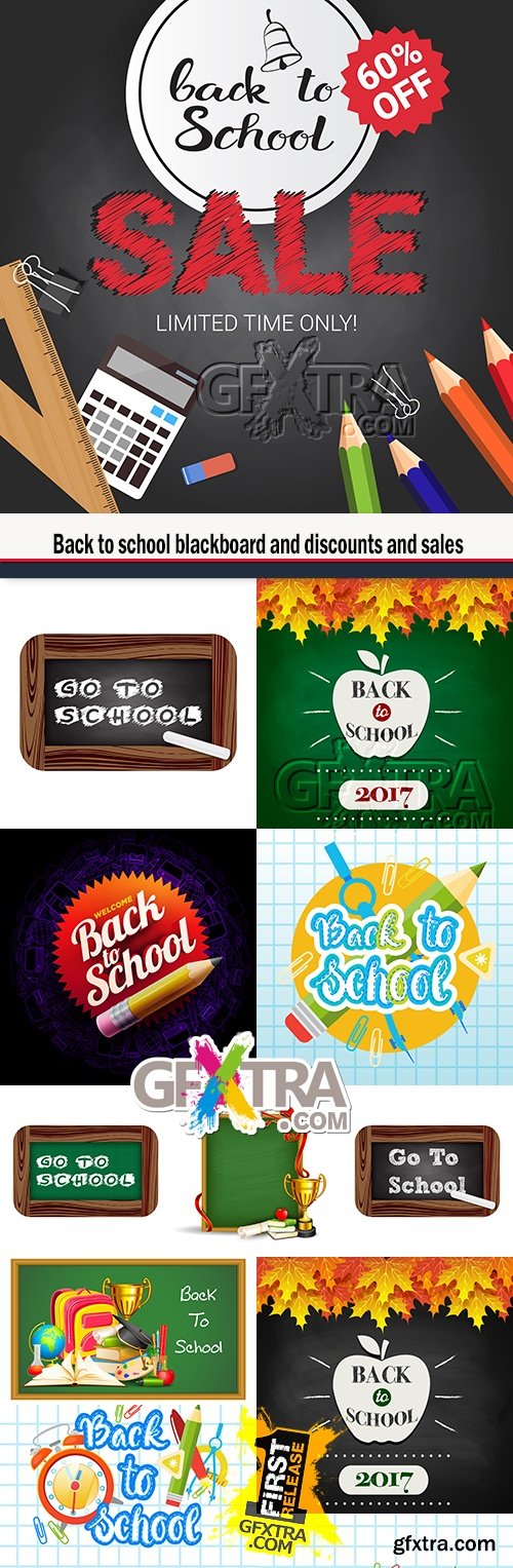 Back to school blackboard and discounts and sales