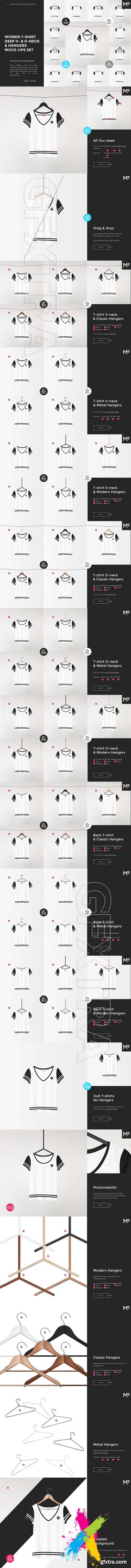 CM - V-& O-Neck Tshirt & Hangers Mock-ups 1720974