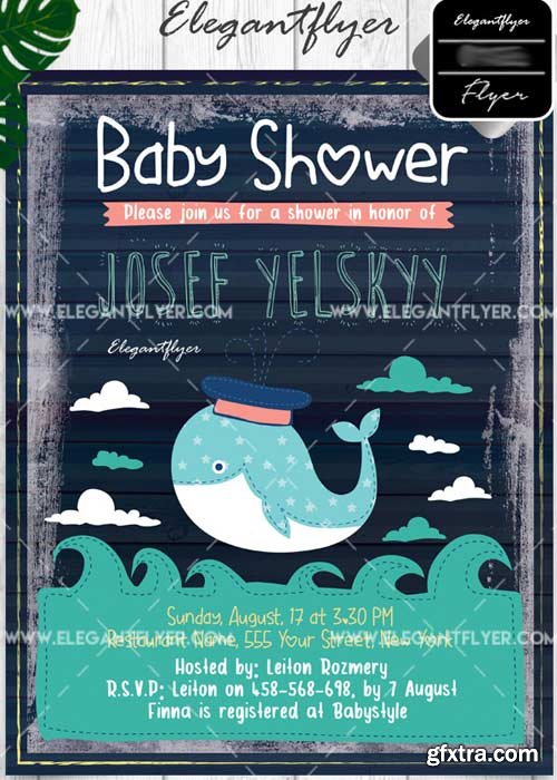 Baby Shower V7 Flyer PSD Template + Facebook Cover