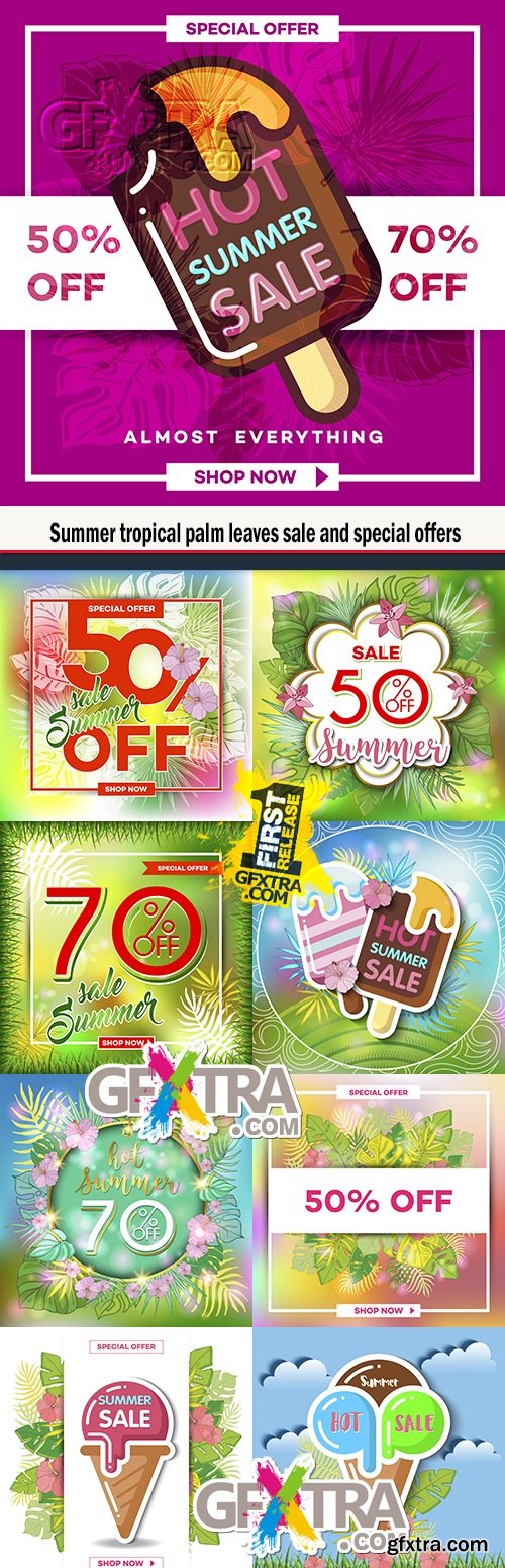 Summer tropical palm leaves sale and special offers