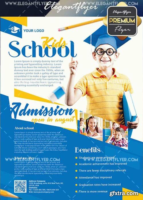 Kids School V27 Flyer PSD Template + Facebook Cover