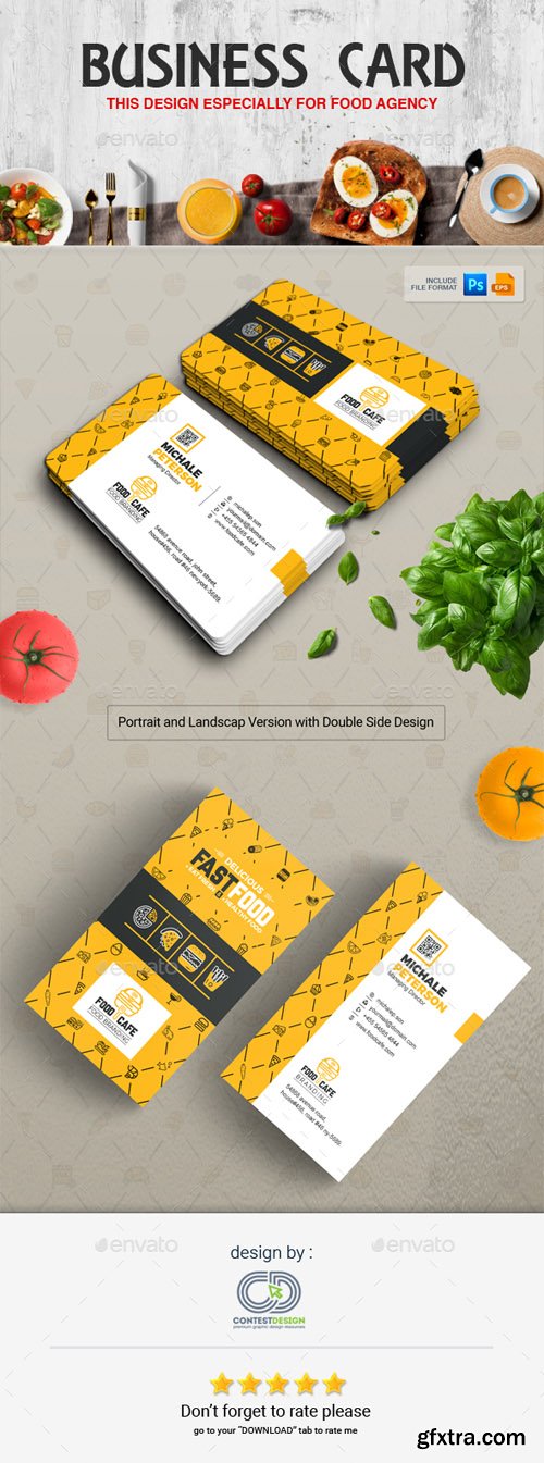 GR - Business Card Design Template for Fast Food / Restaurants / Cafe 20270687