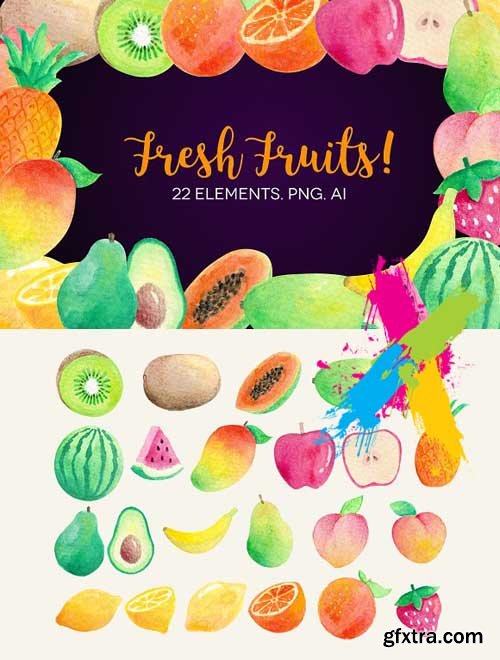 CM - Watercolor Fruits Clip Art 1722383