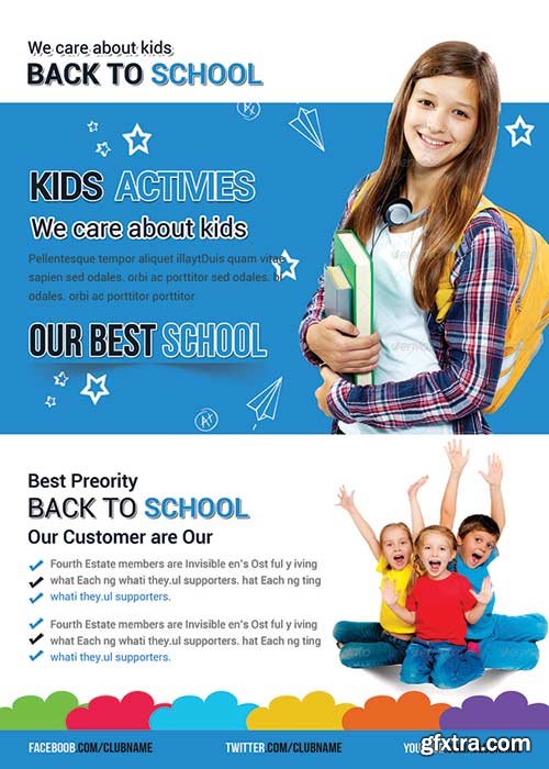 Back to School V42 Flyer PSD Template + Facebook Cover