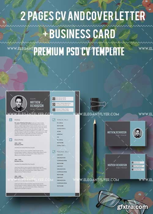 Professional PSD Resume Template + CV and Cover Letter V1