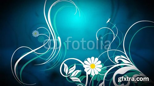3D growing flower animation with blue background