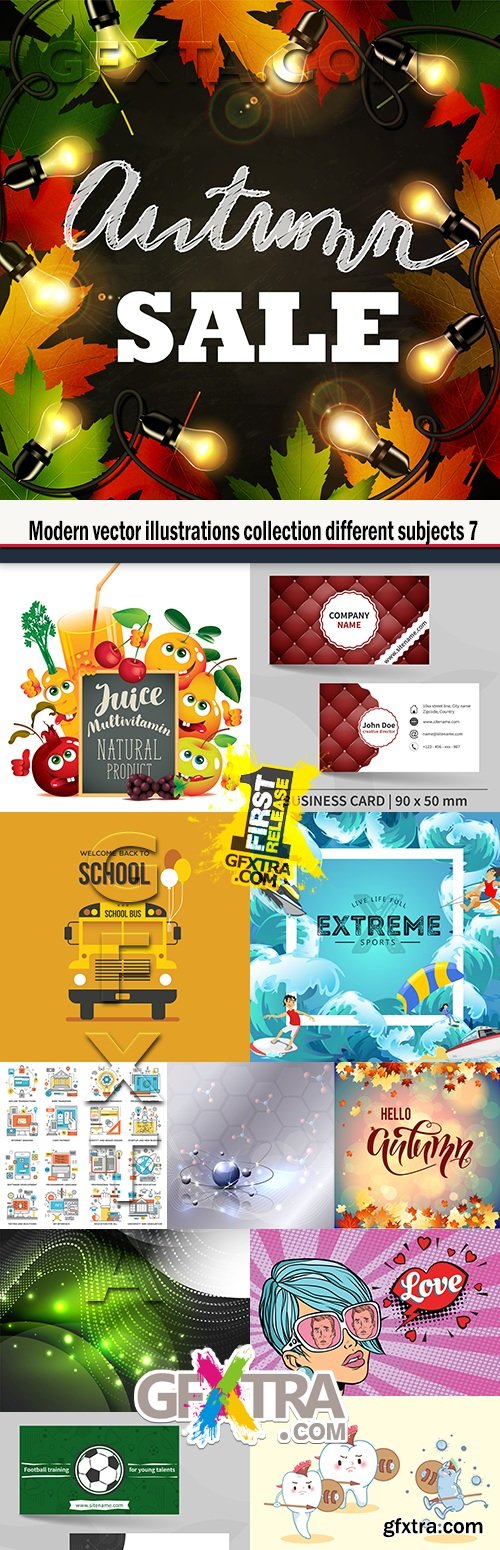Modern vector illustrations collection different subjects 7