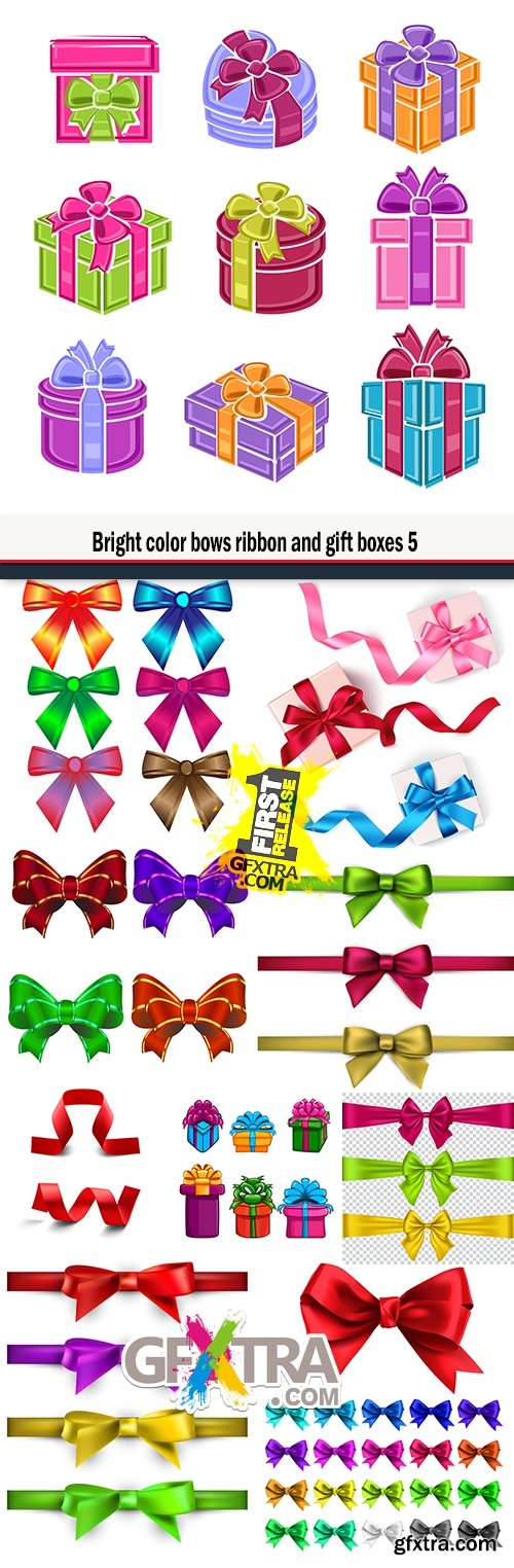 Bright color bows ribbon and gift boxes 5