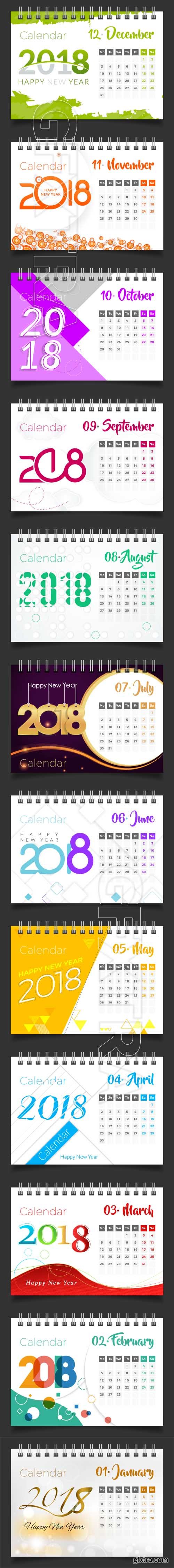 Desk calendar 2018 vector 3