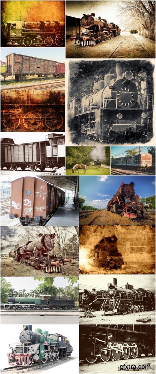 Retro wagons and trains 16X JPEG