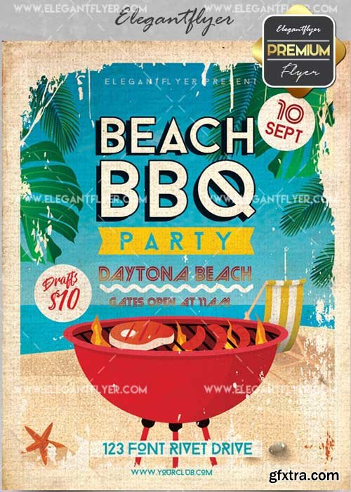 Beach BBQ Party V16 Flyer PSD Template + Facebook Cover