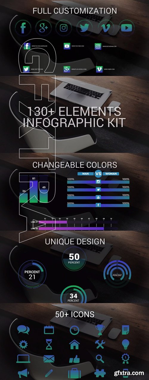 130+ Elements Infographic Kit - After Effects