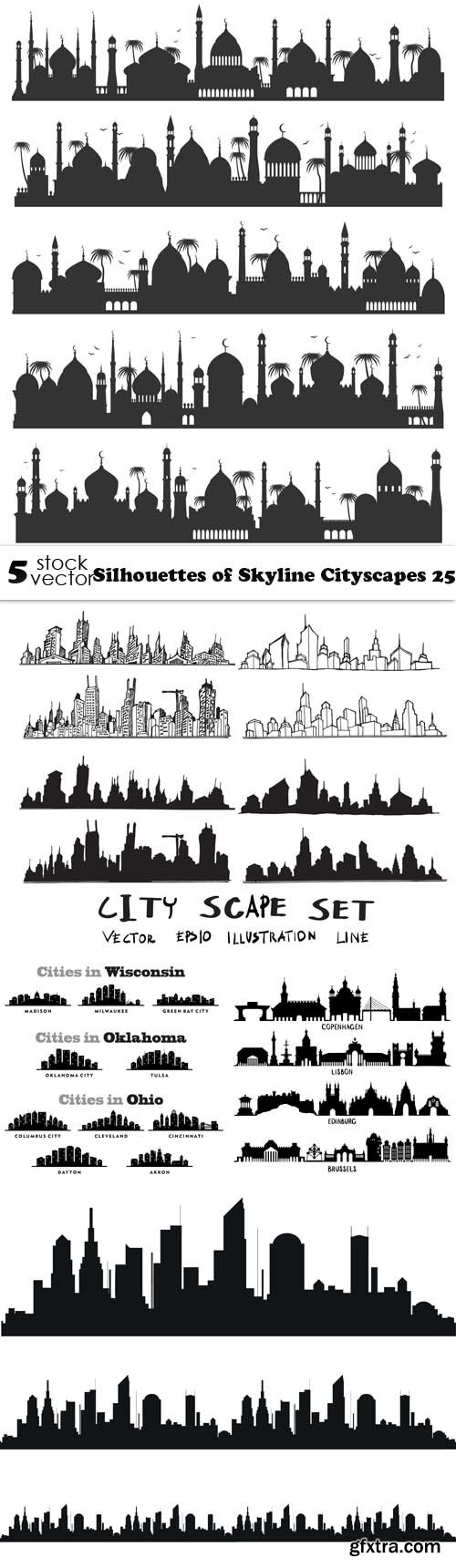 Vectors - Silhouettes of Skyline Cityscapes 25