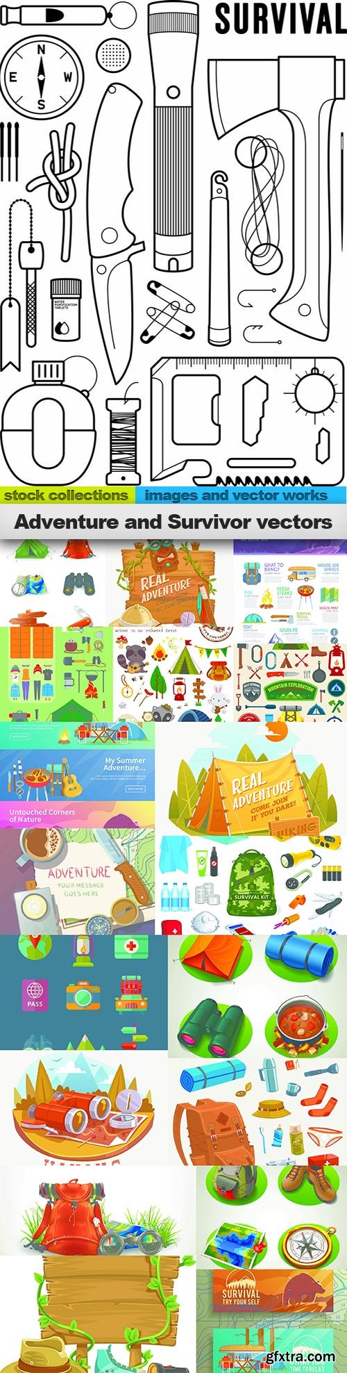 Adventure and Survivor vectors, 20 x EPS