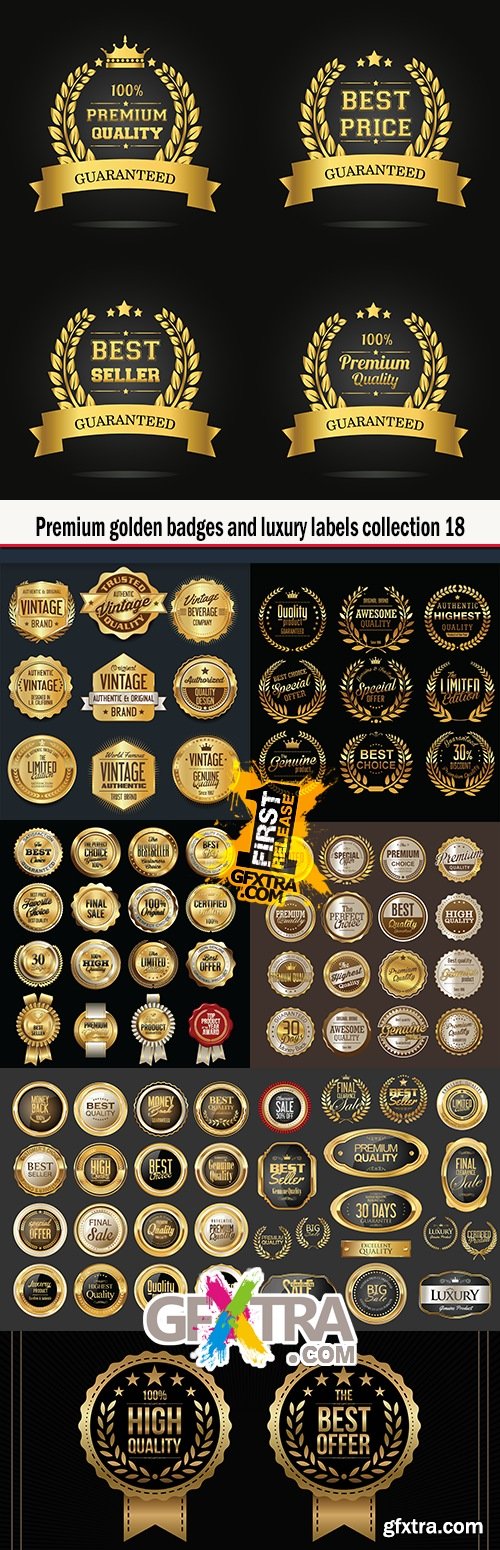 Premium golden badges and luxury labels collection 18