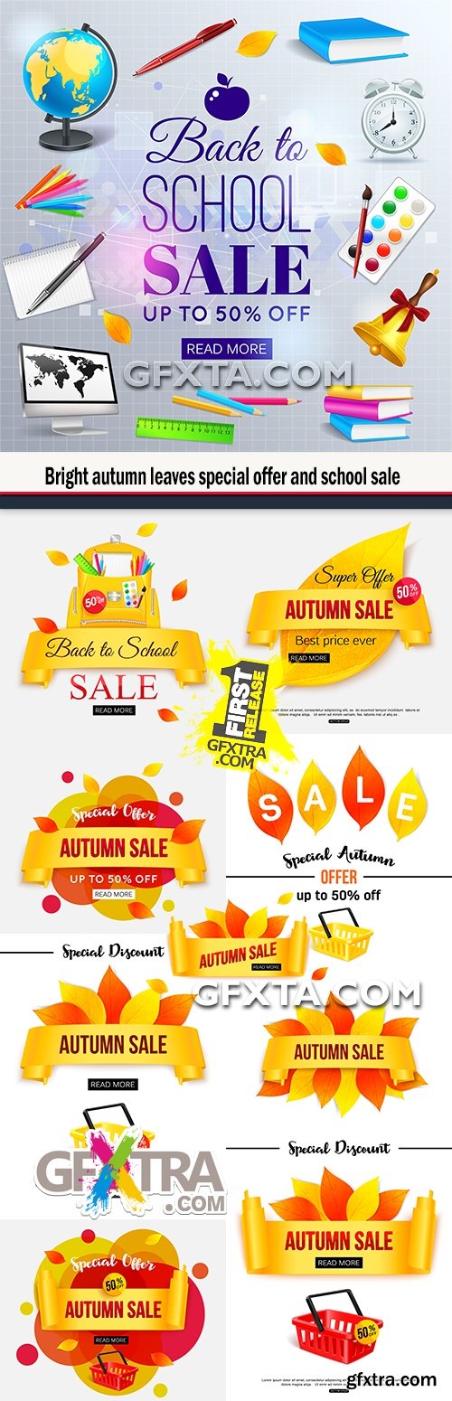 Bright autumn leaves special offer and school sale