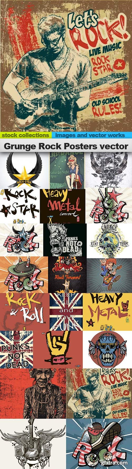 Grunge Rock Posters vector, 22 x EPS