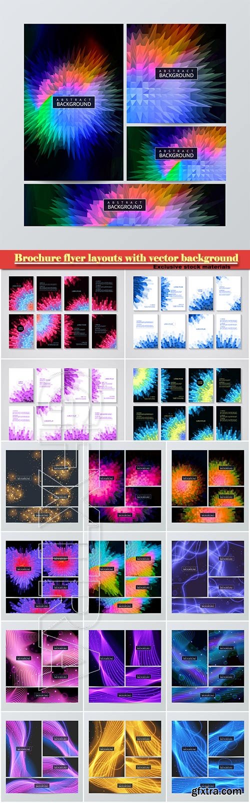 Brochure flyer layouts with vector abstract colorful background