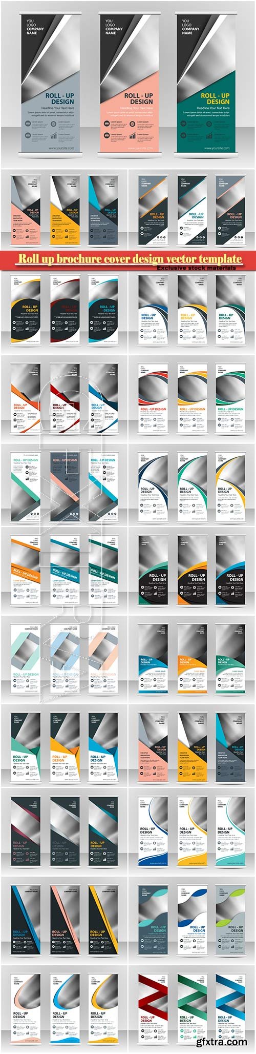 Roll up brochure cover design vector template