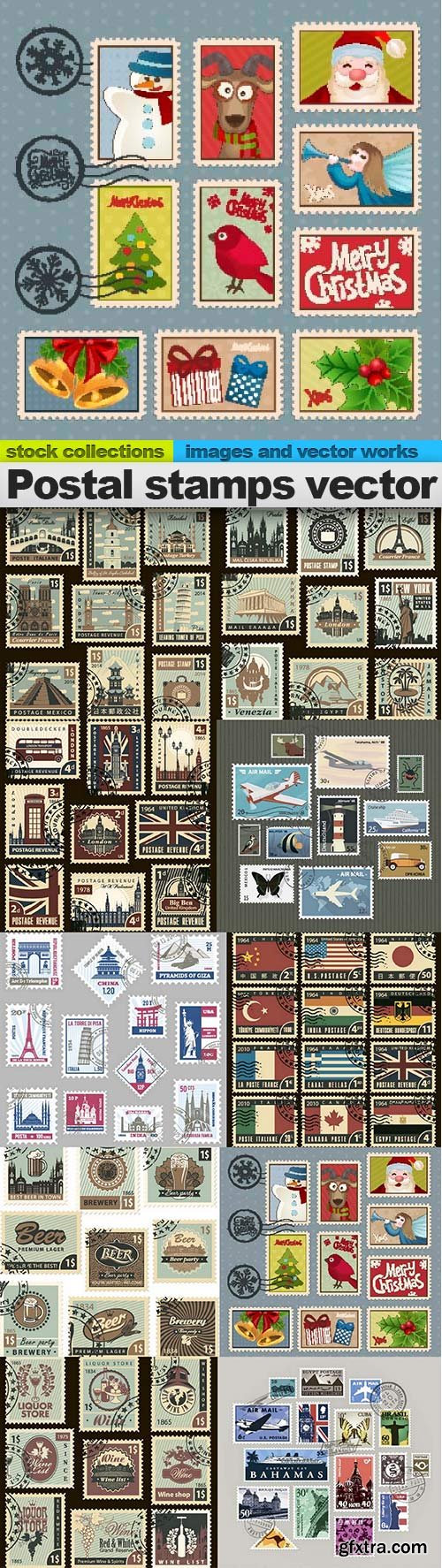 Postal stamps vector, 10 x EPS