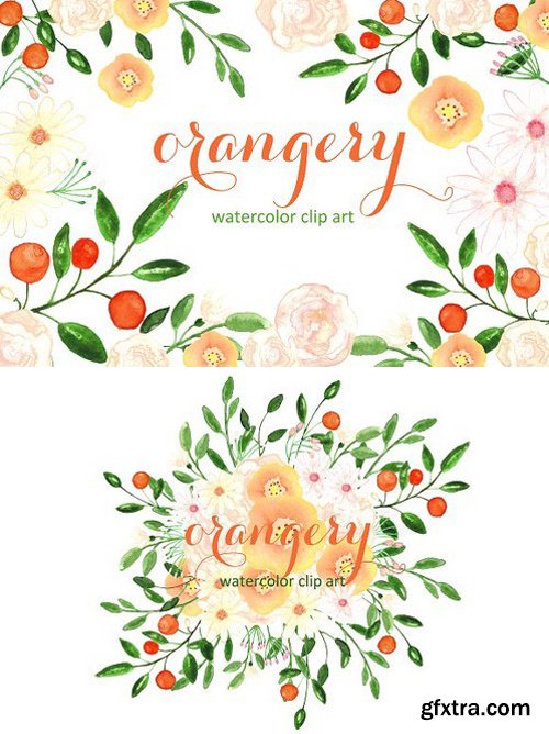 CM - Orangery. Watercolor clip art 241861