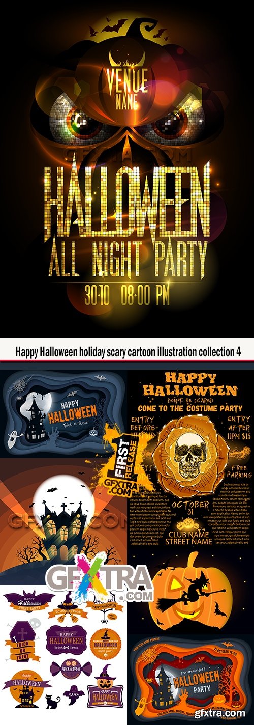 Happy Halloween holiday scary cartoon illustration collection 4