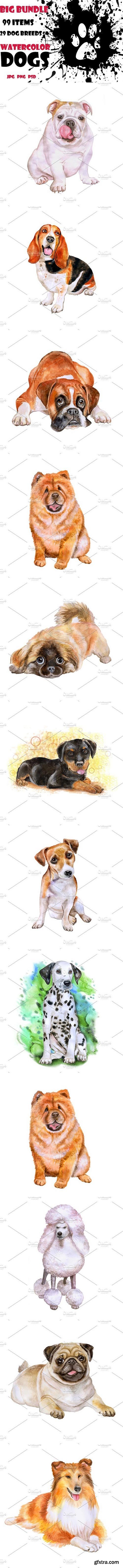 CM - Watercolor Dogs set. Big Bundle 1745614