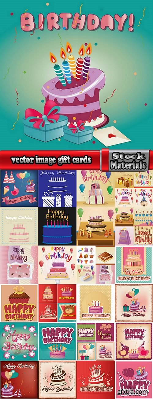 vector image gift cards birthday celebration 25 eps