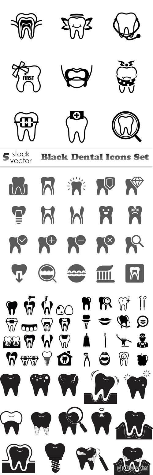 Vectors - Black Dental Icons Set