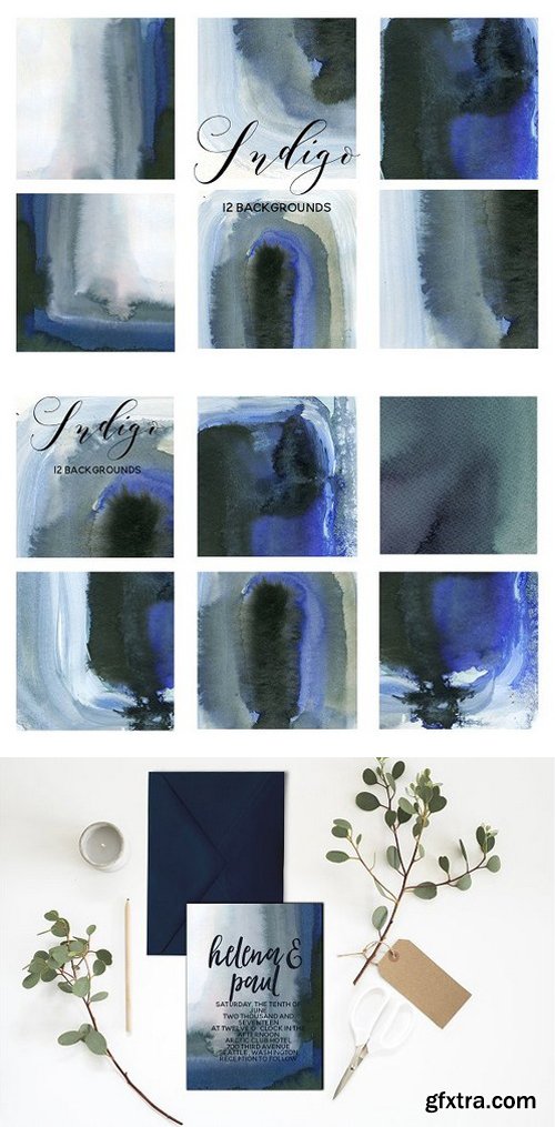 CM - Indigo Blue Grey Watercolor Washes 1349449