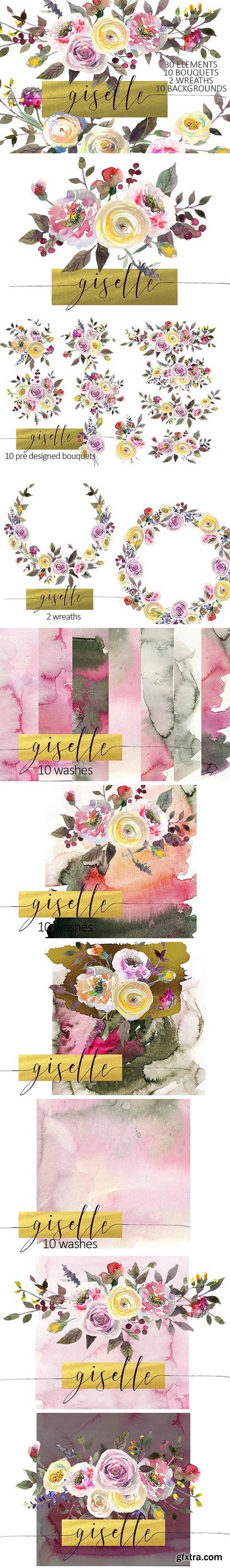 CM - Watercolor Pink Yellow Flowers 1002608