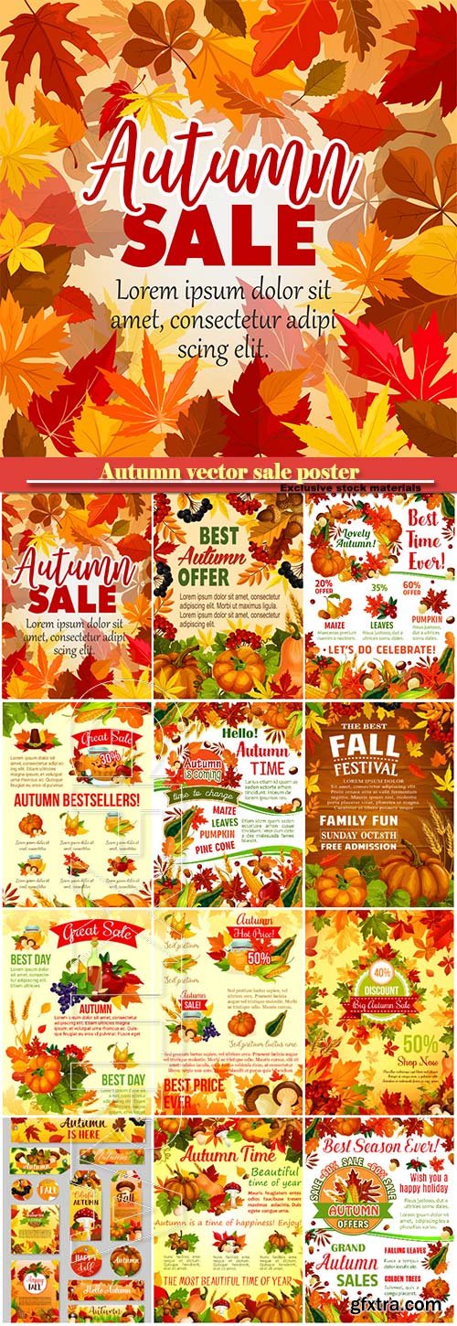 Autumn vector sale poster for seasonal shopping