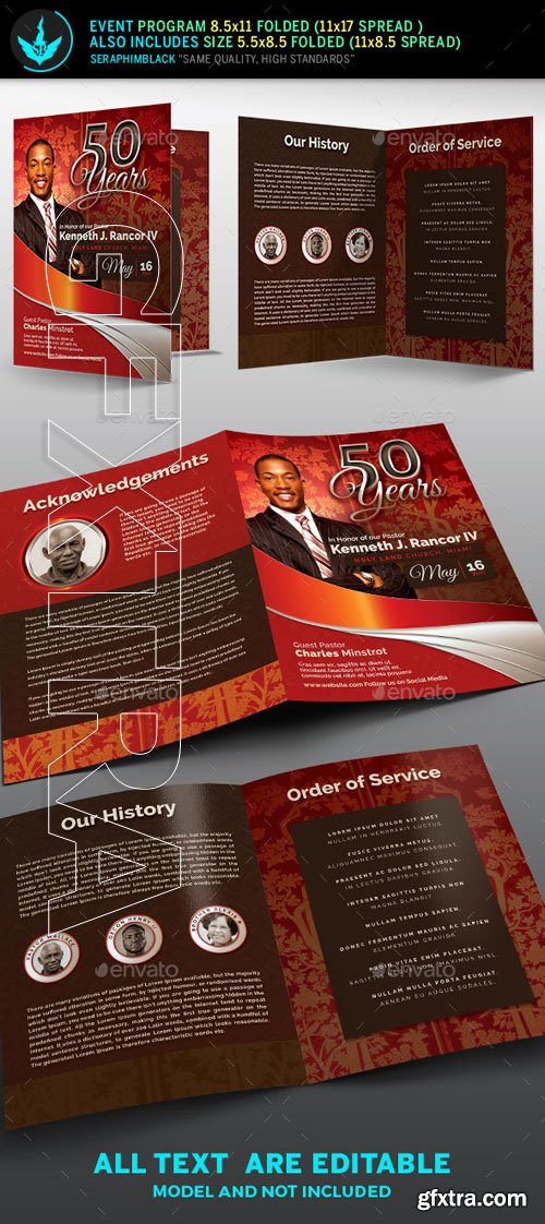 GraphicRiver - Crimson plus Silver Pastors Anniversary Church Program Template 20592943