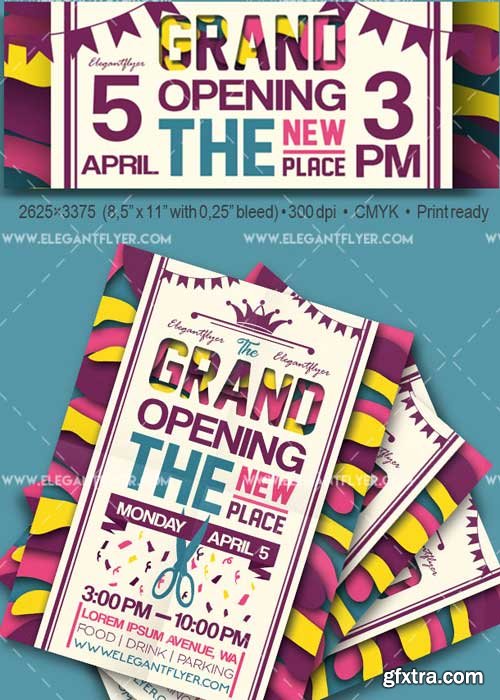 Grand Opening V35 Flyer PSD Template + Facebook Cover