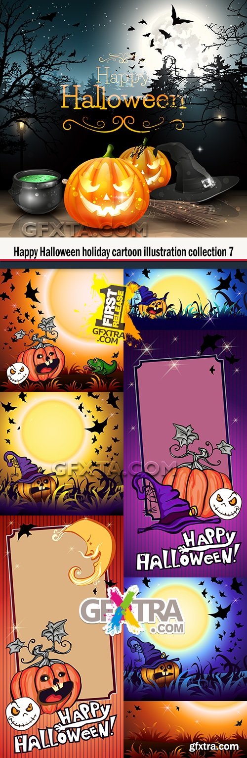Happy Halloween holiday cartoon illustration collection 7