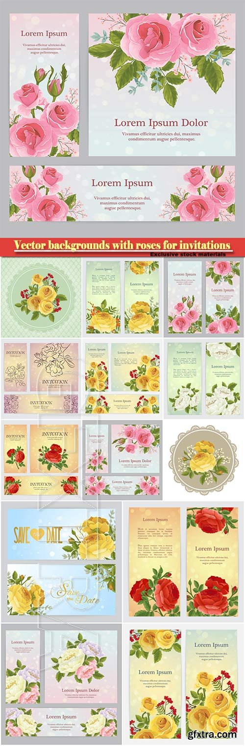 Vector backgrounds with roses for invitations