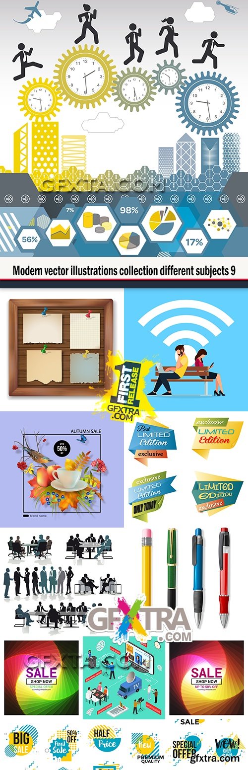 Modern vector illustrations collection different subjects 9