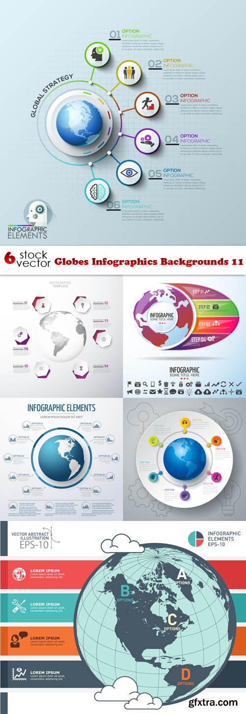 Vectors - Globes Infographics Backgrounds 11