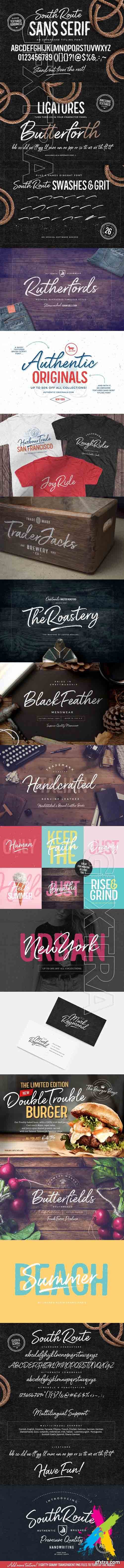 CreativeMarket - South Route Font Duo & Extras 1814767