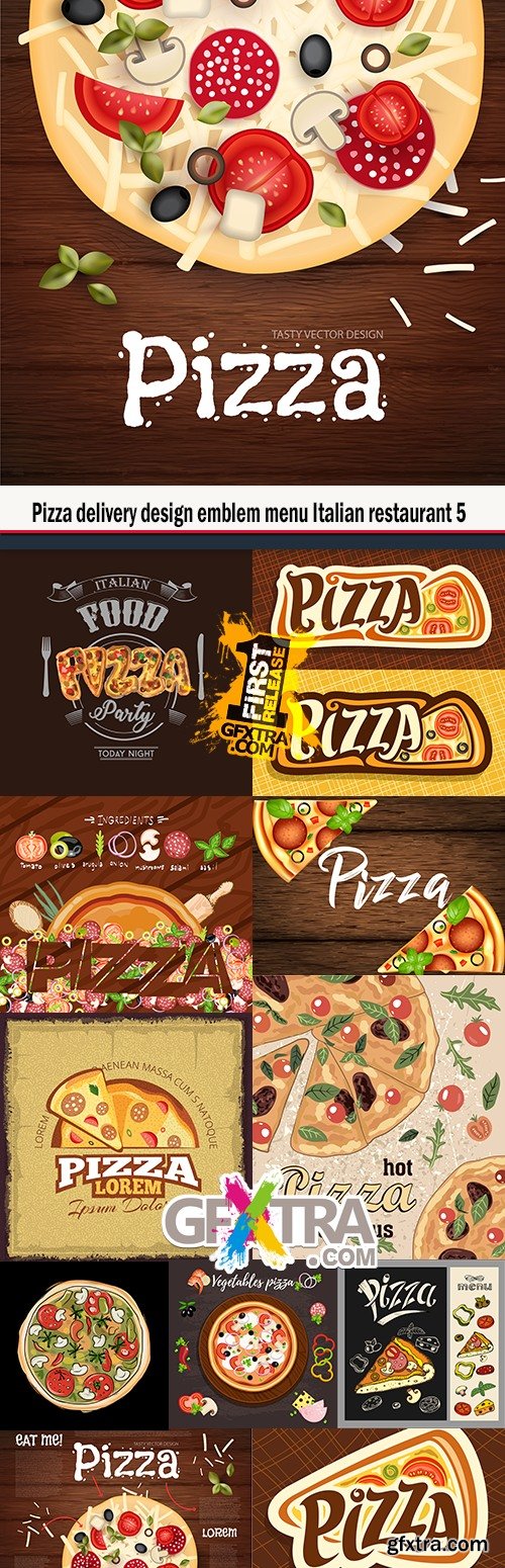 Pizza delivery design emblem menu Italian restaurant 5