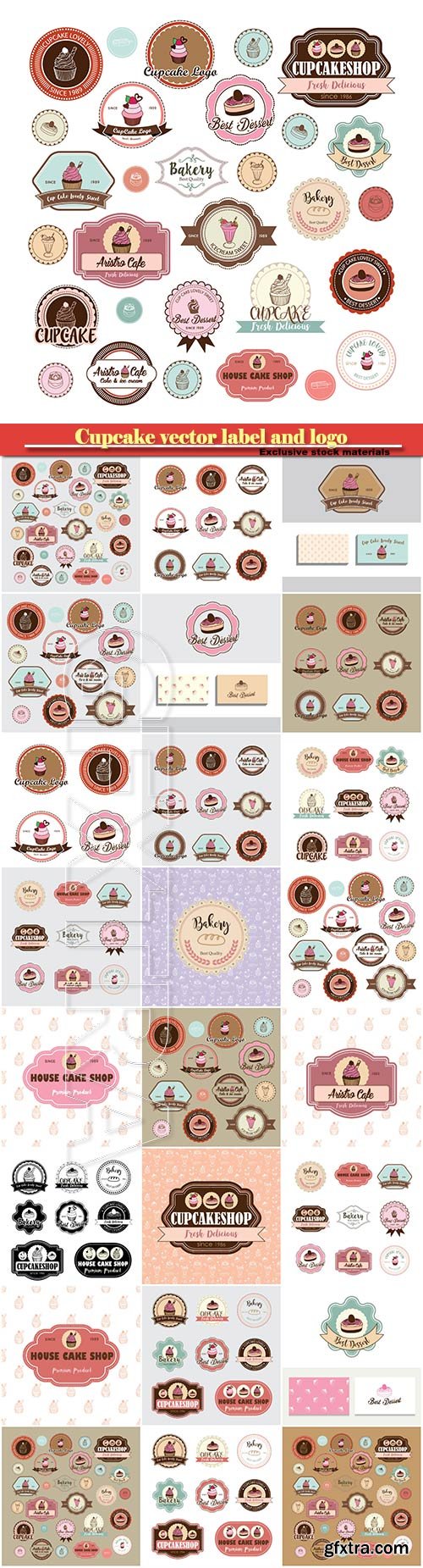 Cupcake vector label and logo illustration