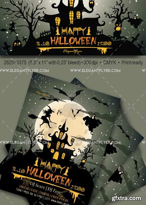 Happy Halloween 2017 V5 Flyer PSD Template + Facebook Cover