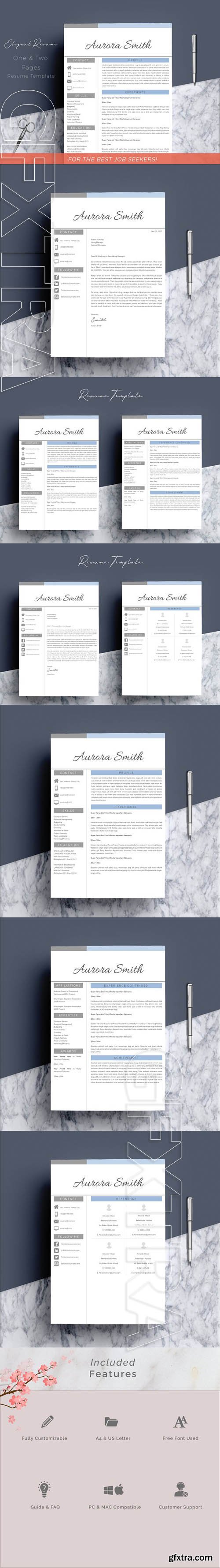 CreativeMarket - 4 Pages Resume Template CV 1828133