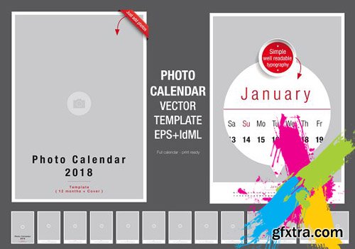 CreativeMarket - Photo Calendar template 2018 1827647