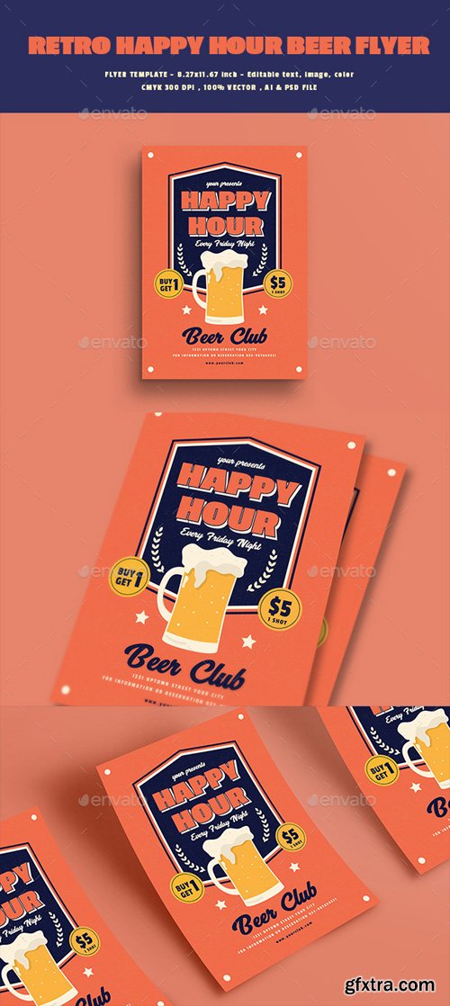 GR - Retro Happy Hour Beer Flyer 20625575