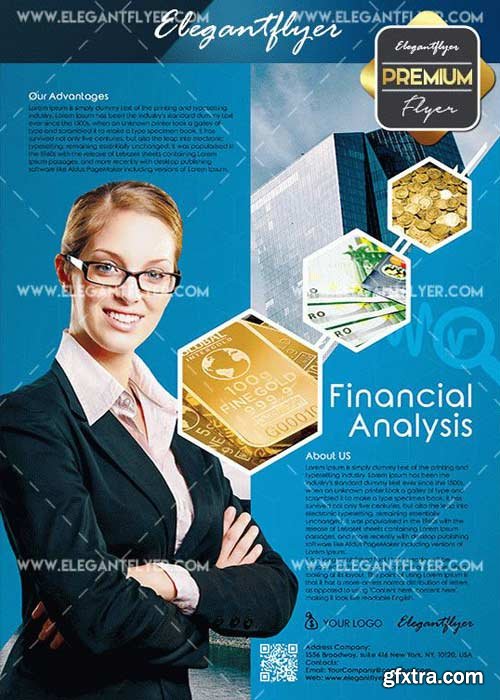 Financial Analysis V3 Flyer PSD Template + Facebook Cover